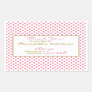 Pink Gold Candy Buffet Bridal Shower Stickers