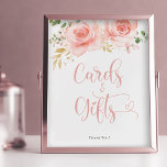 Pink & Gold Cards & Gifts Sign<br><div class="desc">A Sweet Baby Girl Is On The Way! Celebrate the upcoming arrival of your new bundle of joy with my chic blush and pink watercolor floral baby shower cards and gifts sign. Featuring beautiful blush and pink watercolor flowers. Personalise this joyful invitation with your party details easily and quickly; press...</div>