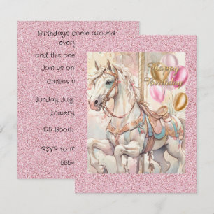 Pink & Gold Carousel Party Digital Download Invite