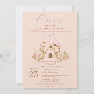 Pink Gold Castle Princess Baby Shower Invitation
