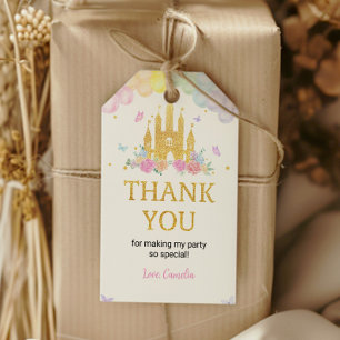 Pink Gold Castle Princess Birthday Thank You Tag