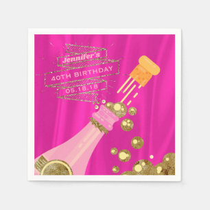 Pink Gold Champagne Elegant Birthday Party Paper Napkin