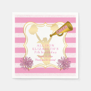 Pink   Gold Cheer Cheerleader Girl Birthday Party Napkin