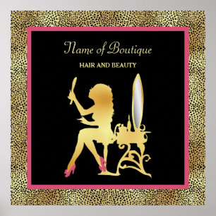 Pink Gold Cheetah Print Beauty Boutique Sign