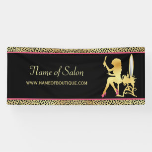 Pink Gold Cheetah Print Beauty Boutique Sign