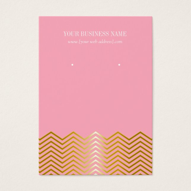 Pink Gold Chevron Custom Earring Card (Front)