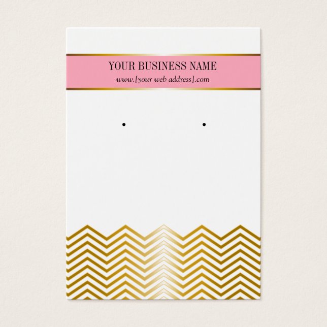 Pink Gold Chevron Custom Earring Card (Front)