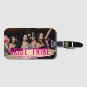 Pink & Gold Chic Bride Tribe Photo Luggage Tag