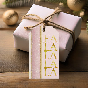 Pink Gold Christmas Fa La La Pattern#27 ID1009 Gift Tags