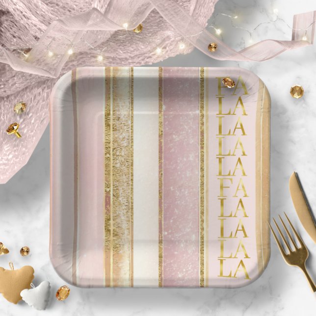 Pink Gold Christmas Fa La La Pattern#27 ID1009 Paper Plate (Creator Uploaded)