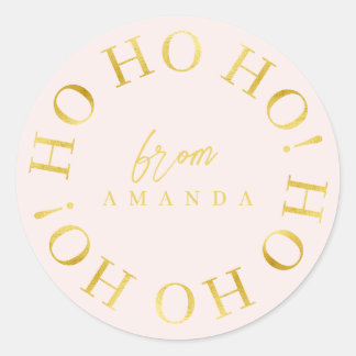 Pink Gold Christmas Ho Ho Ho ID1009 Classic Round Sticker