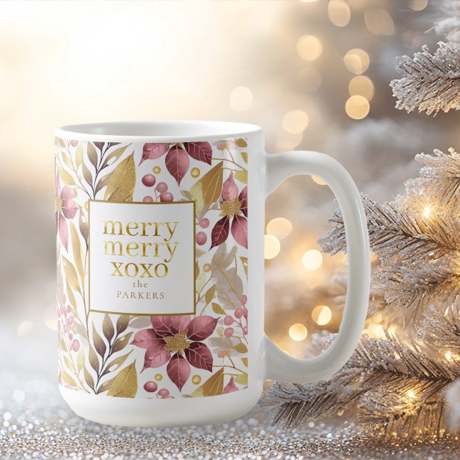 Pink Gold Christmas Merry Pattern#21 ID1009 Coffee Mug (Creator Uploaded)