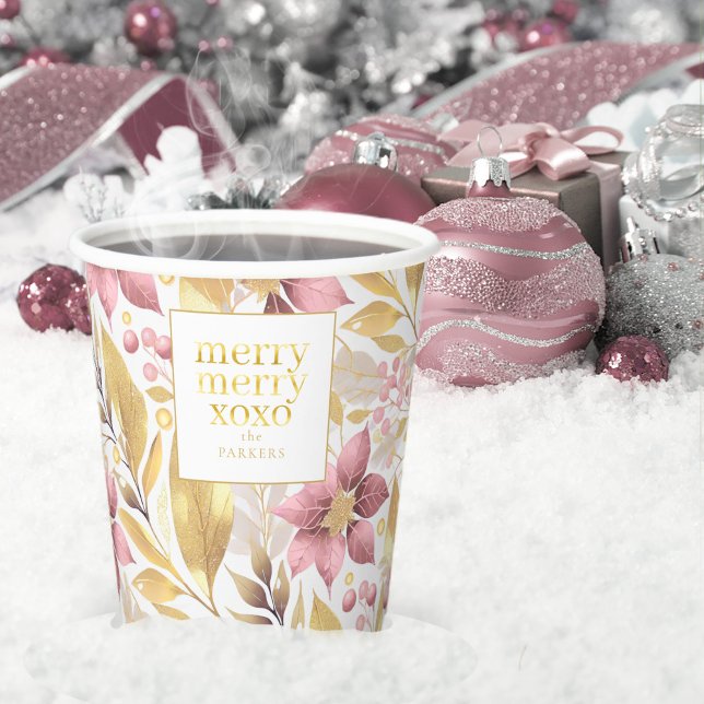 Pink Gold Christmas Merry Pattern#21 ID1009 Paper Cups (Creator Uploaded)