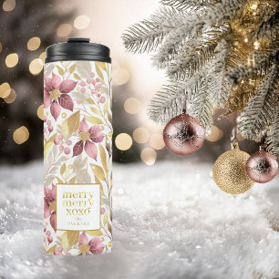 Pink Gold Christmas Merry Pattern#21 ID1009 Thermal Tumbler
