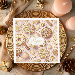 Pink Gold Christmas Pattern#12 ID1009 Napkin