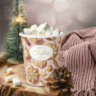 Pink Gold Christmas Pattern#12 ID1009 Paper Cups