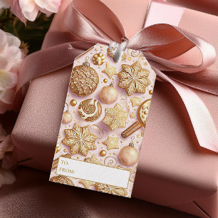 Pink Gold Christmas Pattern#12 ID1009 Wrapping Gift Tags