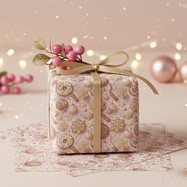 Pink Gold Christmas Pattern#12 ID1009 Wrapping Tissue Paper (Creator Uploaded)