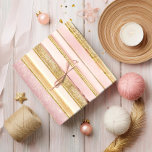 Pink Gold Christmas Pattern#27 ID1009 Wrapping Paper<br><div class="desc">If you are wondering what colour combinations to pick for your Christmas decor and gift wrap supplies this year, I've created collections of coordinating patterns to make life just a bit easier. This modern, vertical stripe design, with a glitter and grunge effect, is shown here in a soft blush pink...</div>