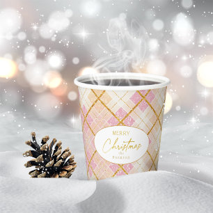 Pink Gold Christmas Pattern#28 ID1009 Paper Cups