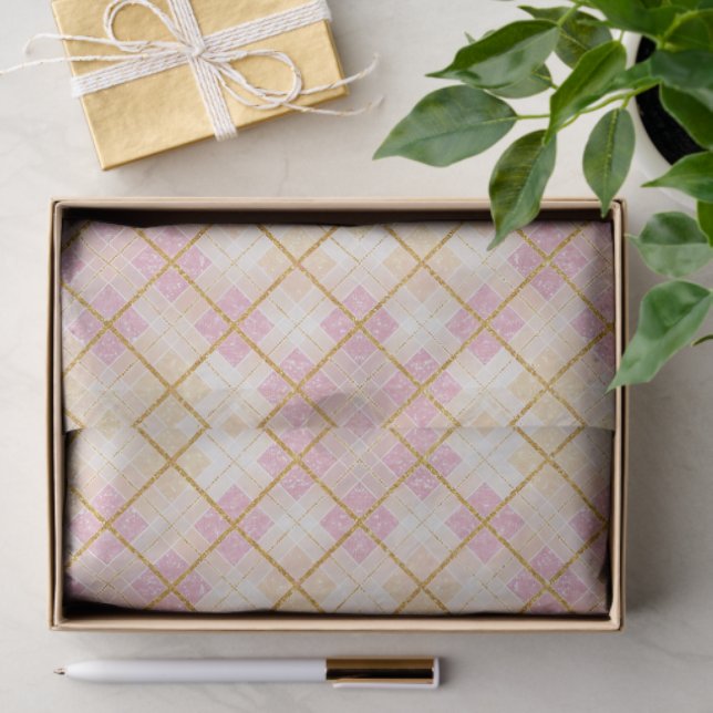 Pink Gold Christmas Pattern#28 ID1009 Tissue Paper (Gift)