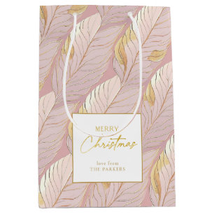 Pink Gold Christmas Pattern#29 ID1009 Medium Gift Bag
