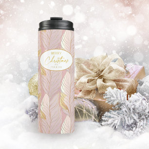 Pink Gold Christmas Pattern#29 ID1009 Thermal Tumbler