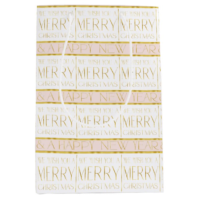 Pink Gold Christmas Pattern#35 ID1009 Medium Gift Bag (Front)