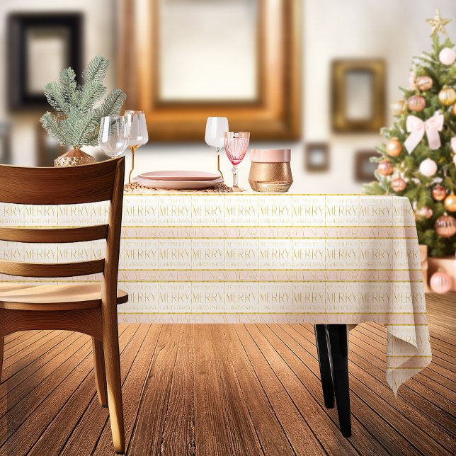 Pink Gold Christmas Pattern#35 ID1009 Tablecloth (Creator Uploaded)