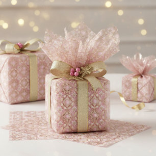 Pink Gold Christmas Pattern#3 ID1009 Tissue Paper