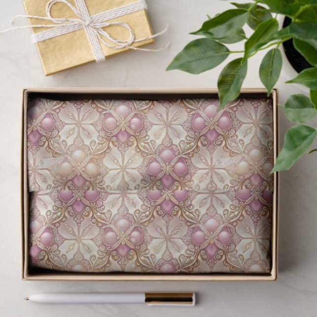 Pink Gold Christmas Pattern#4 ID1009 Tissue Paper (Gift)