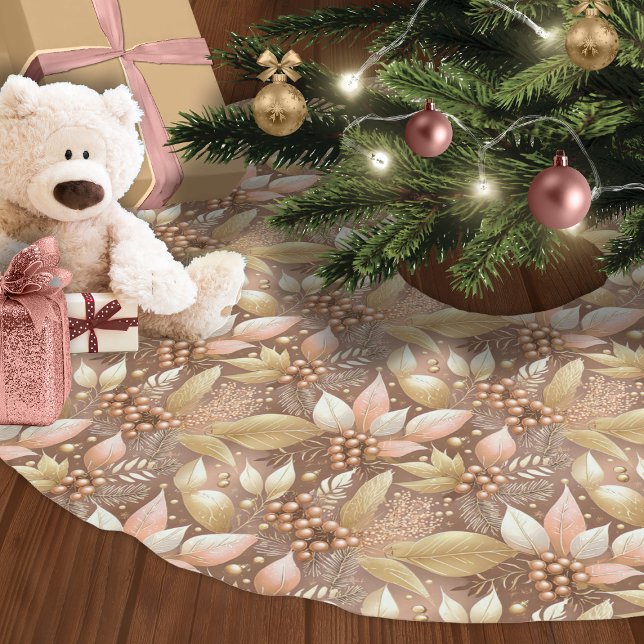Pink Gold Christmas Pattern#8 ID1009 Brushed Polyester Tree Skirt (Creator Uploaded)