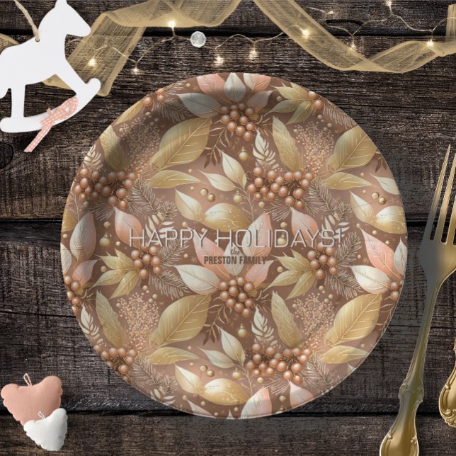 Pink Gold Christmas Pattern#8 ID1009 Paper Plate (Creator Uploaded)
