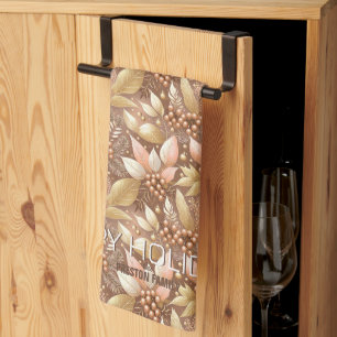 Pink Gold Christmas Pattern#8 ID1009 Tea Towel