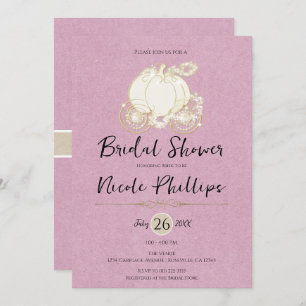 Pink Gold Cinderella Carriage Bridal Shower  Invitation