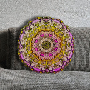 Pink Gold Classic and Traditional Round Pillow