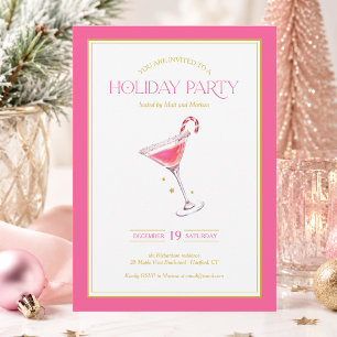 Pink Gold Cocktail Christmas Holiday Party Invitation