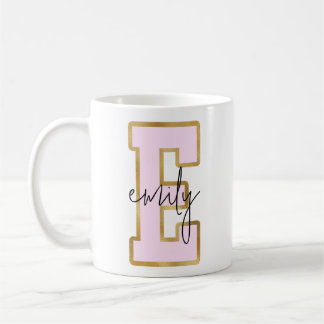 Pink Gold College Varsity Letter Monogram E Coffee Mug