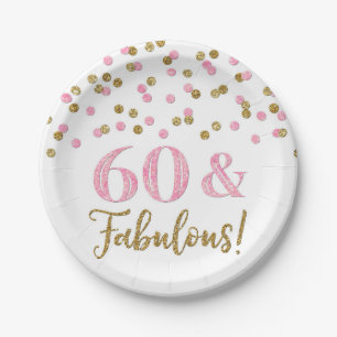 Pink Gold Confetti 60 and Fabulous Paper Plate