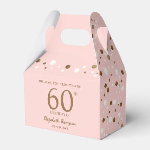 Pink Gold Confetti 60th birthday Custom Favour Box