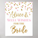 Pink Gold Confetti Advice for the Bride Sign<br><div class="desc">Advice and well wishes for the bride sign for bridal shower in light pink and gold confetti pattern. Please note glitter effect is photographic effect only.</div>