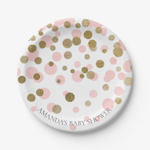 Pink & Gold Confetti Baby Shower 7" Plate