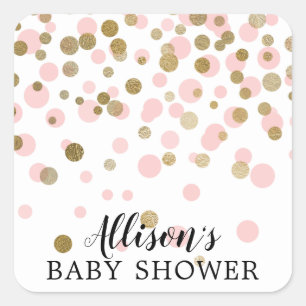 Pink Gold Confetti Baby Shower Envelope Seal