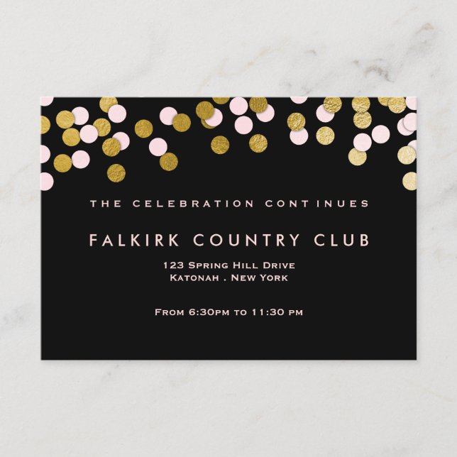 Pink | Gold Confetti Bat Mitzvah Reception Card (Front)