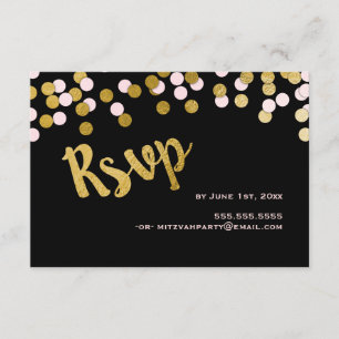 Pink   Gold Confetti Bat Mitzvah RSVP Response