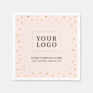 Pink & Gold Confetti Business Promotional Logo Napkin
