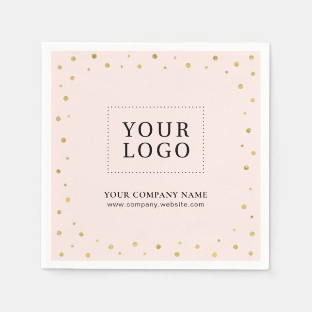 Pink & Gold Confetti Business Promotional Logo Napkin (Front)