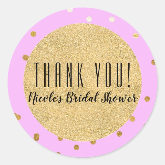 Pink Gold Confetti Dots Modern Glamour Glam Favour Classic Round Sticker (Front)