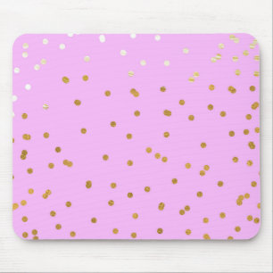 Pink & Gold Confetti Dots Modern Glamour Glam Mouse Mat