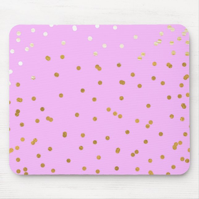 Pink & Gold Confetti Dots Modern Glamour Glam Mouse Mat (Front)